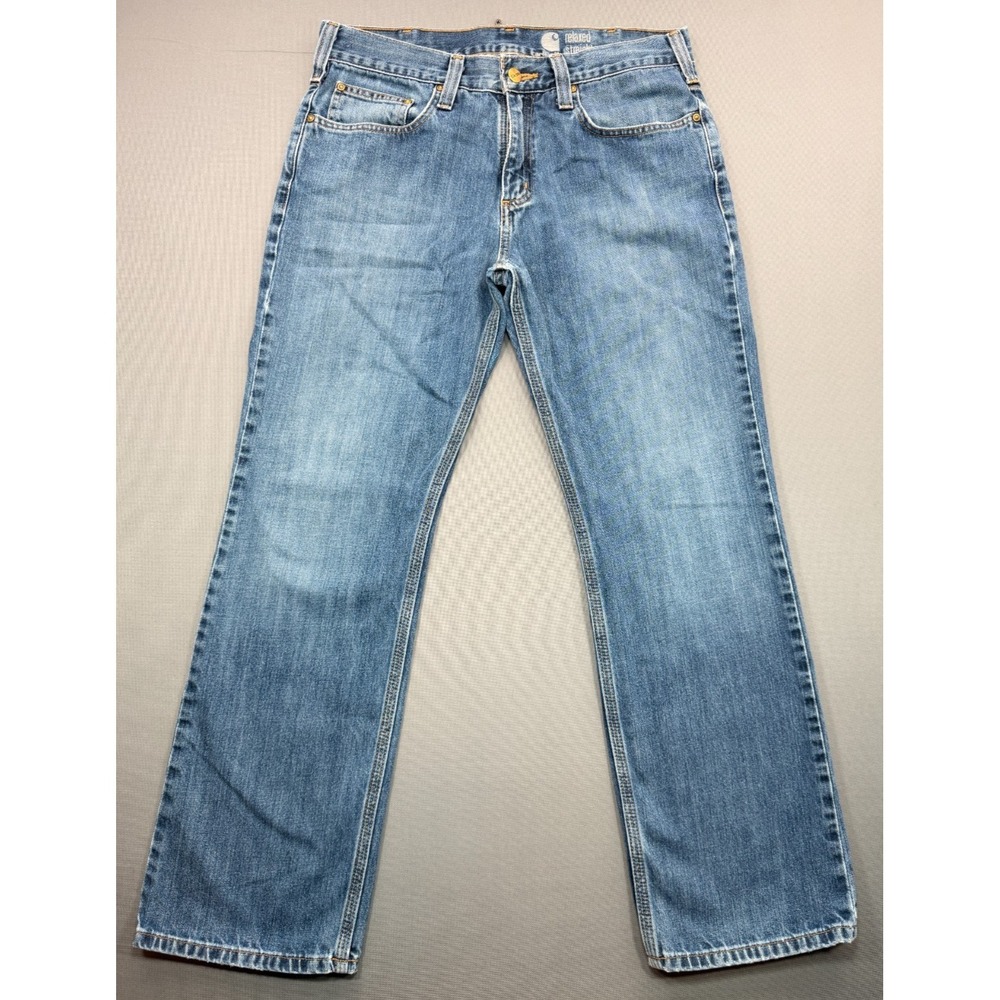 Carhartt Men's Relaxed Straight Leg Jeans Blue Denim Work Pants | 32x30